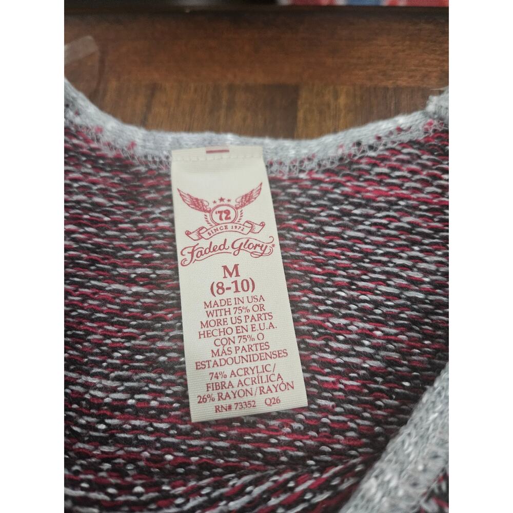 Faded Glory Burgundy Aztec Chevron Marled Knit Longline Sweater Women’s M 2010's - Picture 2 of 6